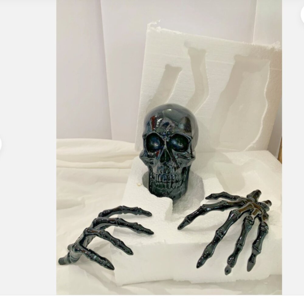Grandin Road Gothic Skull and Hands, Set of Three item# 168132 (Black) Halloween - Picture 6 of 10
